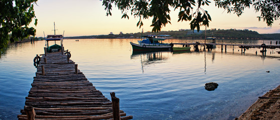 mini marina and fishing boat in cienfuegos bay