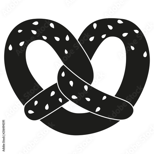 Fotomural Black and white pretzel with sesame seed silhouette