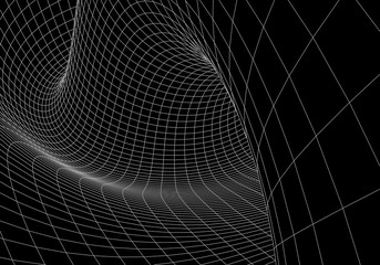 Poster - Tunnel or wormhole. 3D tunnel grid. 3d tube corridor. Network cyber technology. Background abstract vector image