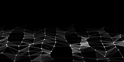 Poster - Big data. Abstract technology background. Low poly. Data technology. Computer generated abstract background