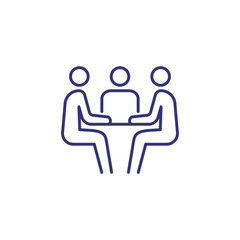 Poster - Communication line icon. People sitting at table. Business meeting concept. Can be used for topics like job interview, negotiation, conference