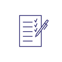 Poster - Planning line icon. Paper, pen, list, checklist, tick. Listing concept. Can be used for topics like business, paperwork, organization, shopping, time management