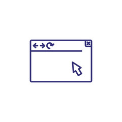 Poster - Web browser line icon. Window, interface, cursor. Information technology concept. Can be used for topics like software, app design, internet application