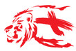 The Lion as symbol to England. Vector / vector illustration with scene lion and flag to England