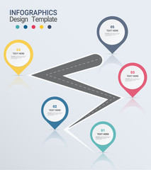 Poster - Business process. Infographics Timeline with 3 steps and options. Design template.