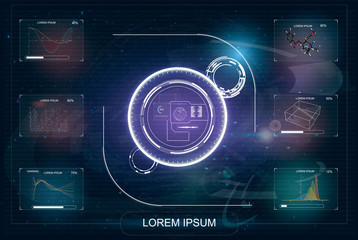 Aufkleber - Hud game. Infographic for web design. Vector background abstract technology communication concept. Future interface. Radar screen. 