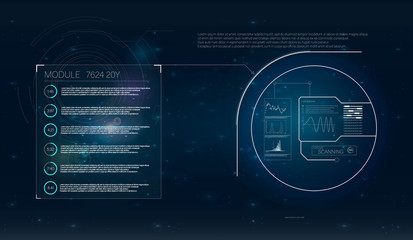 Aufkleber - hud. radar screen.circle infographic interface screen monitor radar set web elements. technology bac