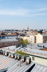 Wall Mural - Old buildings roofs in the center of Saint-Petersburg. Russia