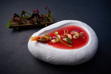 Wall Mural - Mediterranean tomato soup with seafood