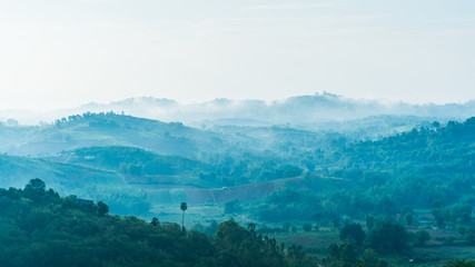 Wall Mural - misty mountain in the morning at khao kho phetchabun thailand