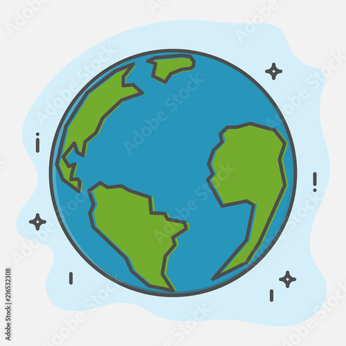 Save Earth Planet And The World World Environment Day Thin Line Art Icons Style Stock Vector Adobe Stock