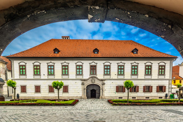 Wall Mural - Varazdin Croatia architecture town. / Scenic view at historical buildings in city center of town Varazdin, famous travel destination in Croatia, Europe.