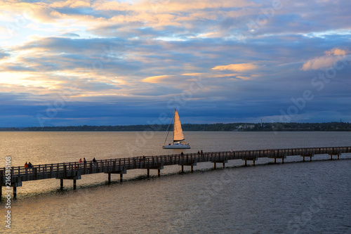 Vászonkép Sailing on Bellingham Bay during Sunset in Washington state