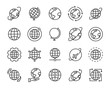 © kornkun - set of world map vector line icons, such as map, way, globe