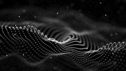 Poster - Abstract digital wave particle. Abstract music background. Futuristic point wave. Big data. 3D rendering.