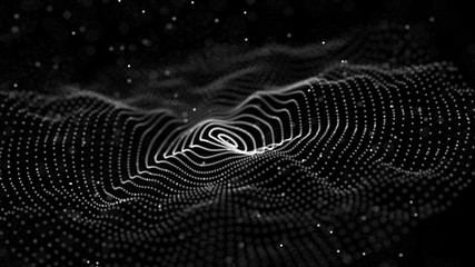 Fototapete - Abstract digital wave particle. Abstract music background. Futuristic point wave. Big data. 3D rendering.