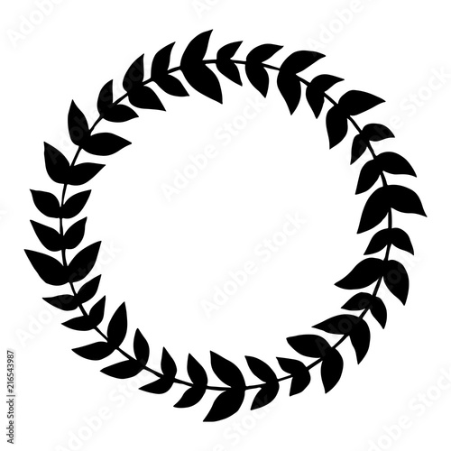 Download Vector black silhouette bay leaves wreath. Template for ...