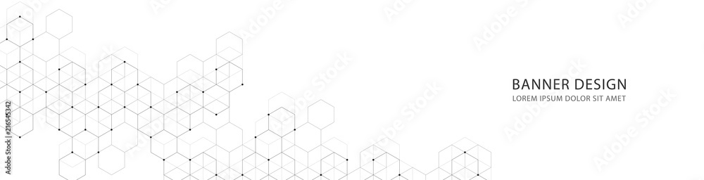 Vector banner design with hexagons elements. Geometric polygonal background. - obrazy, fototapety, plakaty 