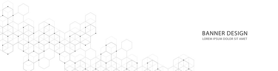 Fototapete - Vector banner design with hexagons elements. Geometric polygonal background.