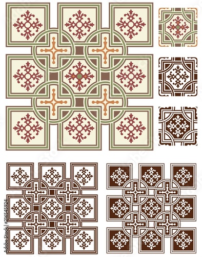 Fotografie, Obraz Classic tile design, with seamless swatches, and bonus variations