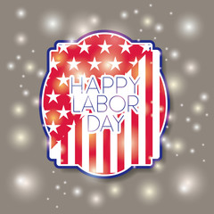 happy labor day with usa flag frame vector illustration design