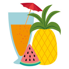 Poster - tropical cocktail with fruits