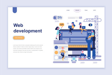 Landing page template of web development modern flat design concept. Learning and people concept. Conceptual flat vector illustration for web page, website and mobile website.