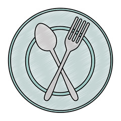 Poster - dish with fork and spoon crossed