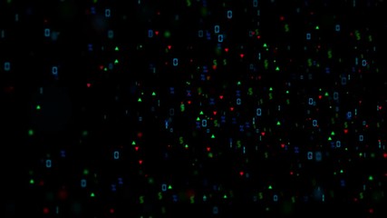Poster - The boiling market. Financial wave. Flashing objects. The calculation of transactions in the market with artificial intelligence. Business environment. Business screensaver. Exchange brokerage