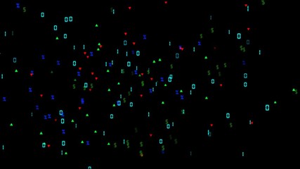 Poster - Financial work. Business vanity. Flashing objects. The calculation of transactions in the market with artificial intelligence. Business environment. Business screensaver. Exchange brokerage. Financial