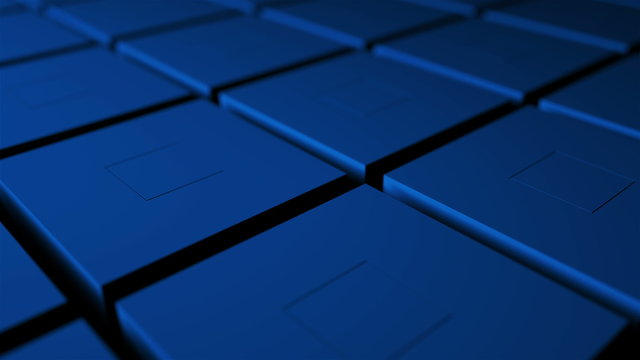 Many rising and turning cubes with shadows, computer generated modern abstract background, 3d rendering