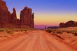Dirt road at The Hub in Monument Valley Tribal Park, Arizona, USA