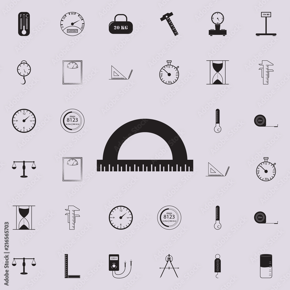 Protractor icon. Detailed set of Measuring Elements icons. Premium ...