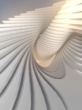 Fototapeta Przestrzenne - White stripe pattern futuristic background. 3d render illustration