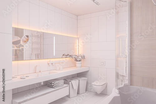 3d illustration Interior design of a modern bathroom without ... 3d illustration Interior design of a modern bathroom without ...