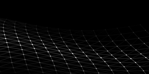Poster - Abstract technology background. Network connection structure. Science background. Big data. Technology concept. Lanscape with connections dots and lines on dark background.