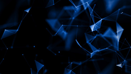 Poster - Abstract digital background. Big data visualization. Network connection structure.Abstract Blue Geometrical Background. Futuristic Technology HUD Element