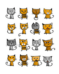 Wall Mural - Cats collection, sketch for your design