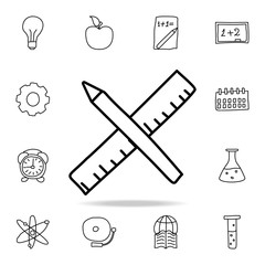 Poster - pencil and ruler sketch icon. Element of education icon for mobile concept and web apps. Outline pencil and ruler sketch icon can be used for web and mobile