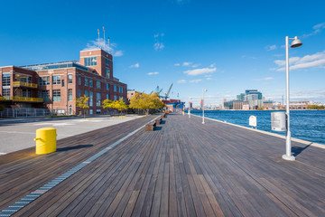 Canvas Print - Waterfront promenade at Under Armour Global Headquarters, in Baltimore, Maryland