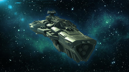 Wall Mural - alien spaceship in deep space, spacecraft flying in the universe with stars in the background, ufo f