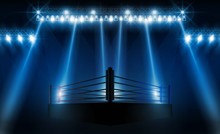 Boxing Ring Arena Vs Letters For Sports And Fight Competition. Battle And Match Design. Vector Illumination