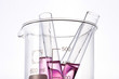 © dohee - beaker and cylinder closeup isolated white.
