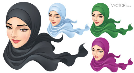 Wall Mural - Muslim Woman in Hijab_Vector Illustration EPS 10