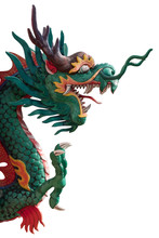Chinese Dragon Statue On White Background.