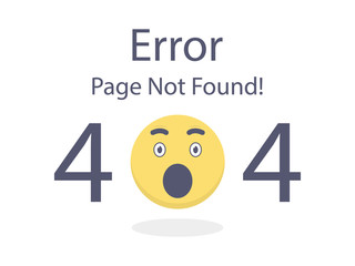 Fototapete - 404 error page not found Wow Emoji isolated in white background Vector