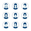 App or profile anonymous user icon set. Set of female person avatar template. User icons collection. Symbol of people for website avatar. Vector illustration