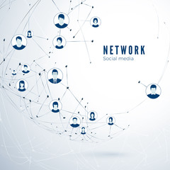 Poster - structure of social media network. global connection. user partnership connection. vector illustrati