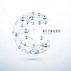 Poster - Global network connection. Social media. World Wide Web concept. Global business partnership. Vector Illustration