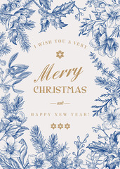 christmas botanical card.